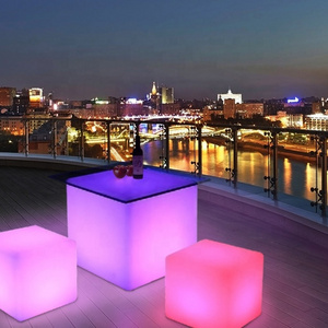 High quality PE material light up led sitting cube chair