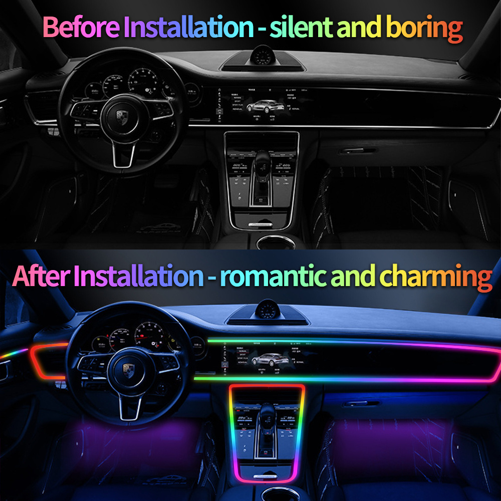 Full Color USB Streamer Car Ambient Lighting Rgb App control Led Interior Symphony Atmosphere Lamp Kit Dynamic Car Strip Light