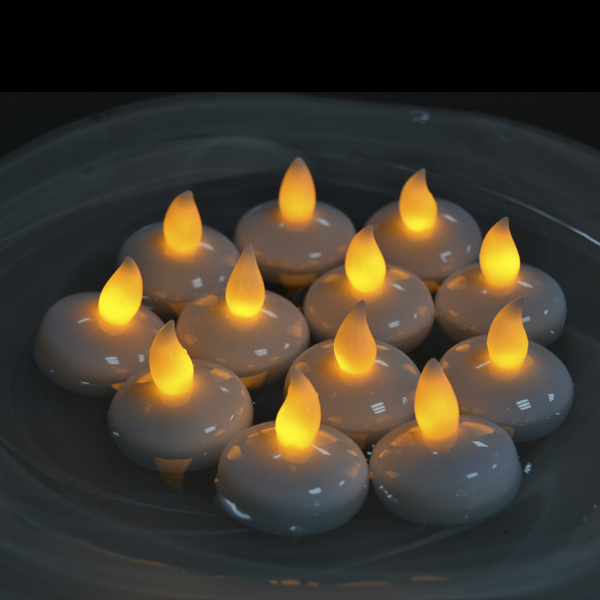 LED Tea Light Yellow Flicker Floating Water Activated LED Tealight Candle 12Pack