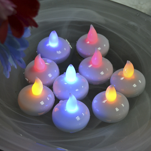 LED Tea Light Yellow Flicker Floating Water Activated LED Tealight Candle 12Pack