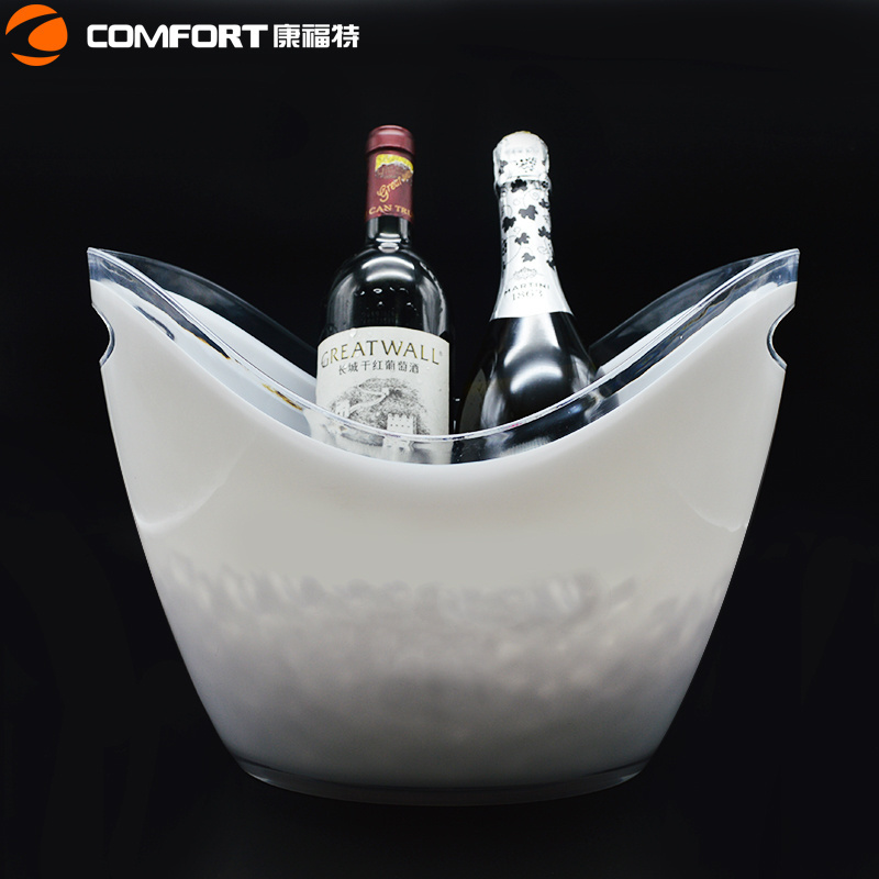 Popular club boat shape double layer clear plastic factory beer ice bucket