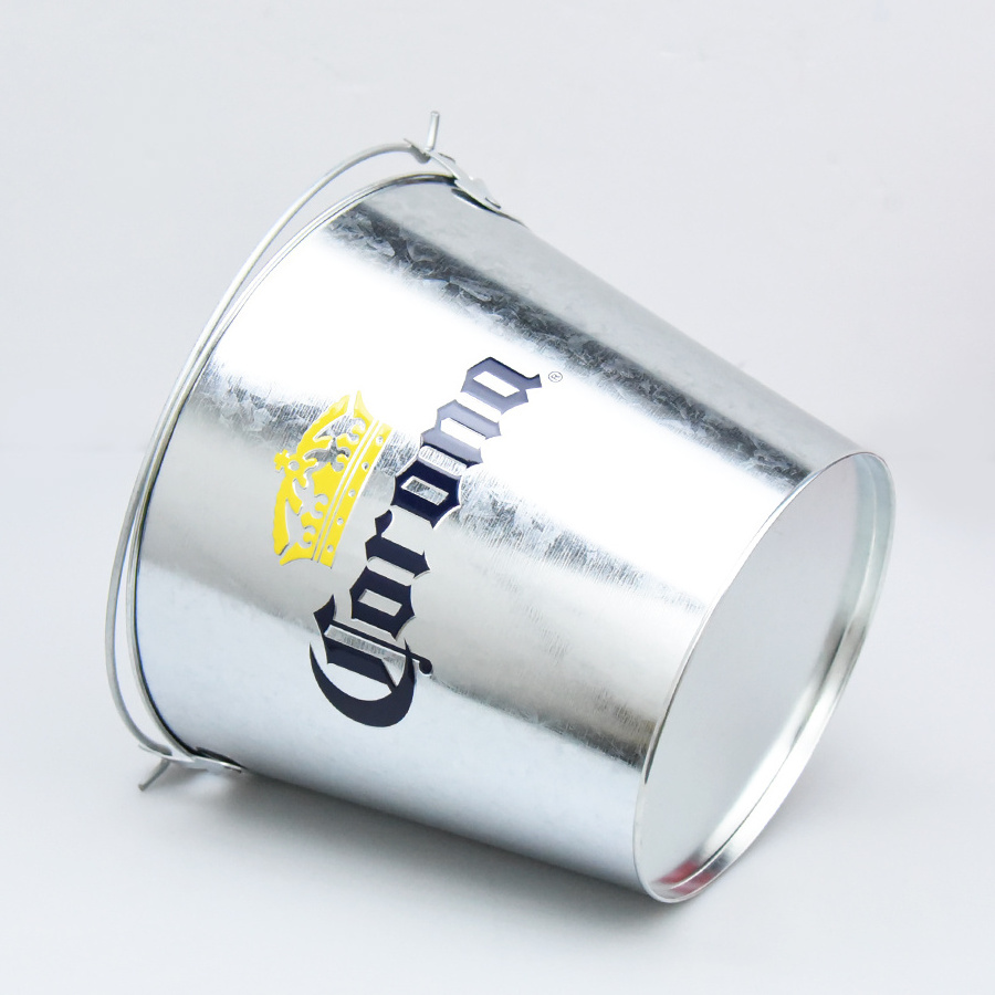 custom round metal tin ice bucket cooler beer buckets