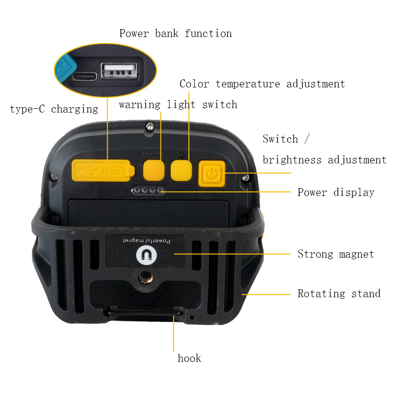 2024 COB working flood light chargeable light led lamp work zone rechargeable led worklight multifunction magnet working light