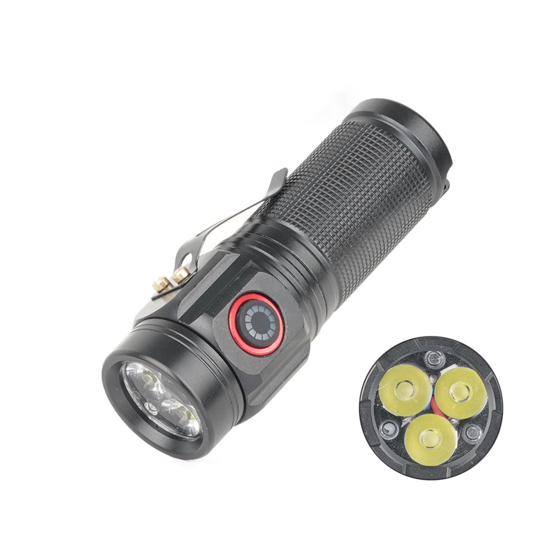 EDC aluminum small led pen flashlight with clip and cut 3*LED highlight small pocket torch mini magnet base flashlight