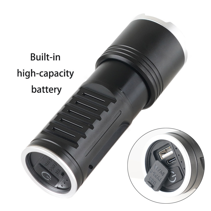 2024 LED flashlights with lens power bank lampe torche rechargeable ultra puissante White Laser Flashlight