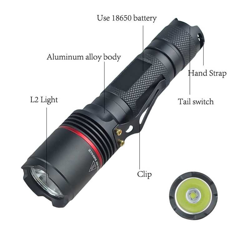 Multifunction with pen clip L2 Aluminum Led High Lumens Flashlights Bulk