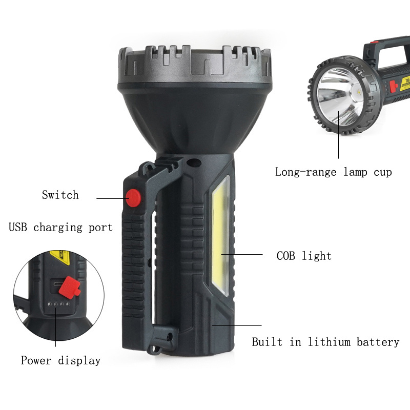 Led Handle Light Plastic rechargeable hand-held portable spot flashlight outside emergency light