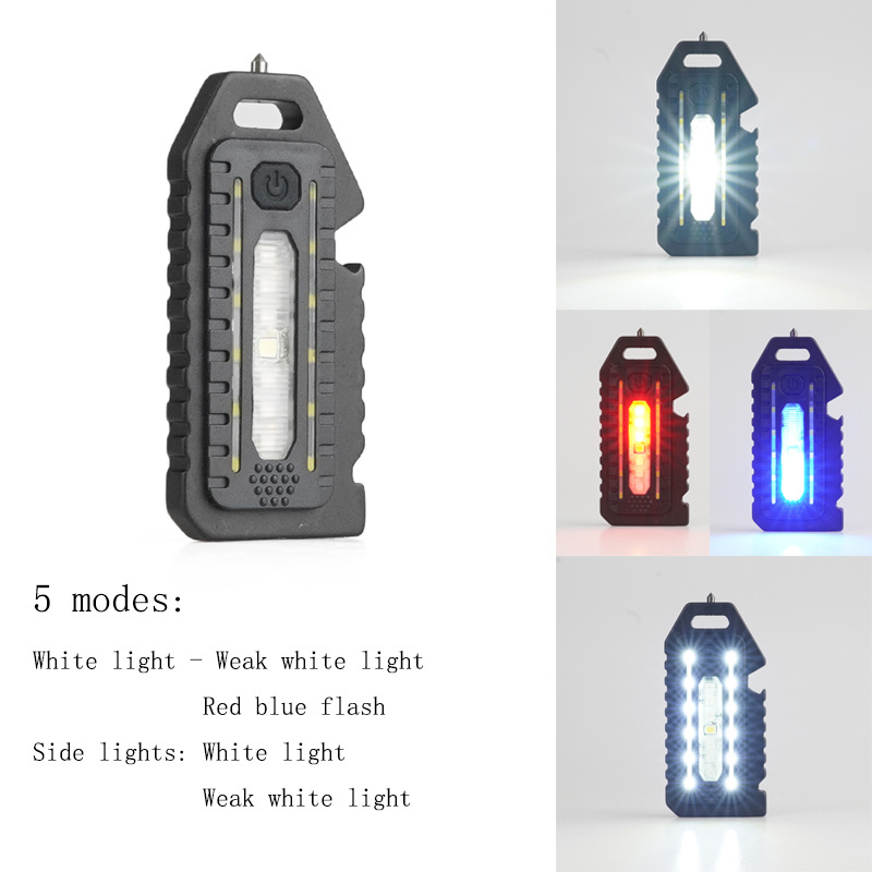 Mini Keychain Led Flashlight With Whistle And Cob Rechargeable Keychain Light Small Pocket Flashlights Camping Keychain Light