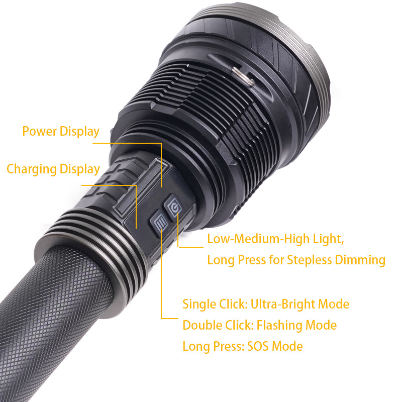 xhp360 linterna long distance rechargeable tactical flashlight led spotlight big torch light heavy duty flashlight