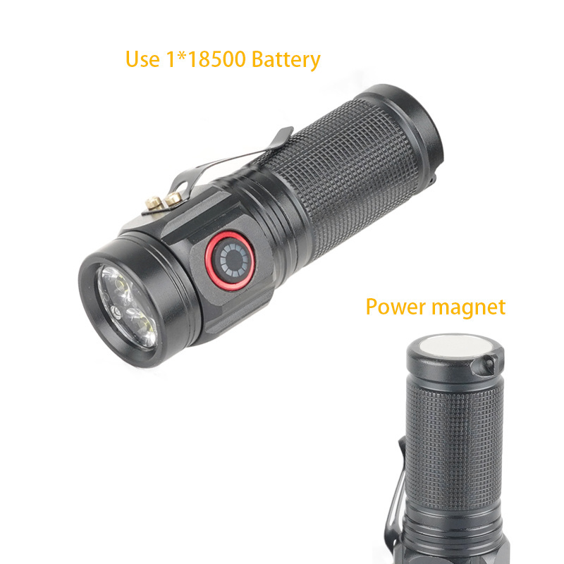 EDC aluminum small led pen flashlight with clip and cut 3*LED highlight small pocket torch mini magnet base flashlight