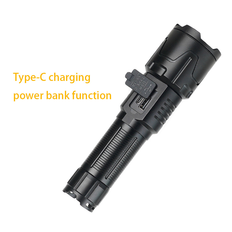 rechargeable flashlight with digital display and power bank powerful laser torch camping high power led white laser flashlight