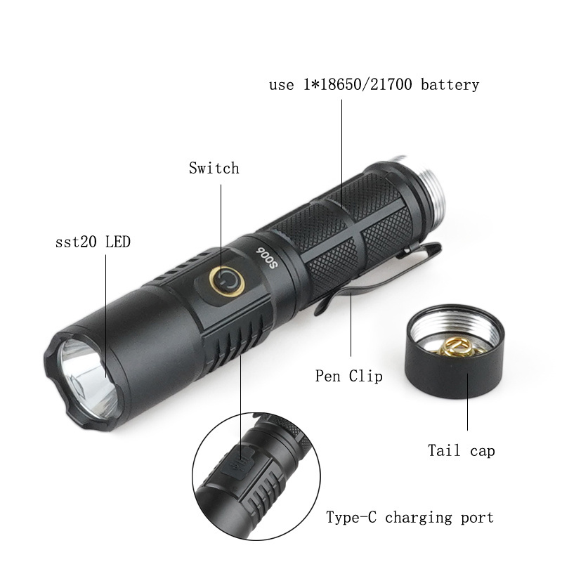 2023 NEW High Power Camping Waterproof Flash Light sst20 led High Power tactical Torches USB Rechargeable flashlights