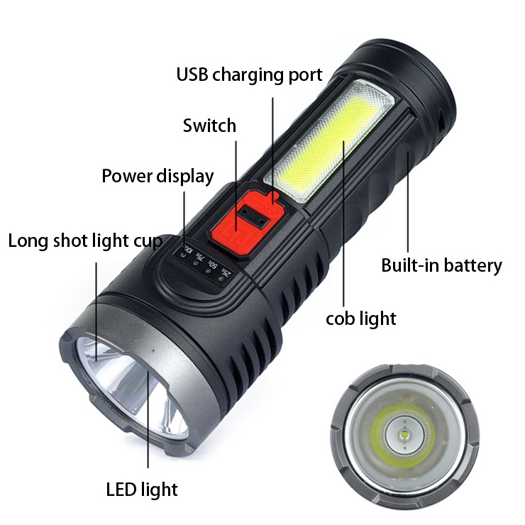 ABS plastic high power flashlight led torch light battery flashlight powerful led torch long range flashlight