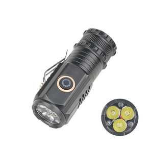 3 led mini 18350 flashlight body USB C rechargeable pocket flashlight magnet waterproof little flashlight