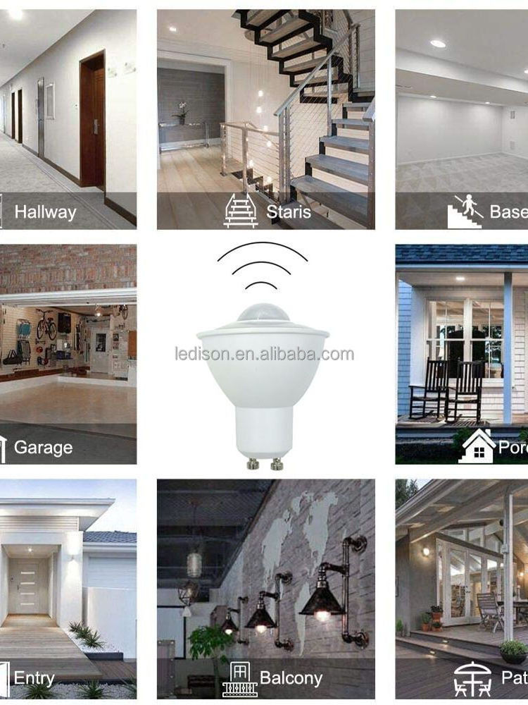 PIR LED Lamp Motion Sensor Light Bulb 6W GU10 Patio Corridor Porch Light Automatical Detective Lighting Bulb Night Lamp