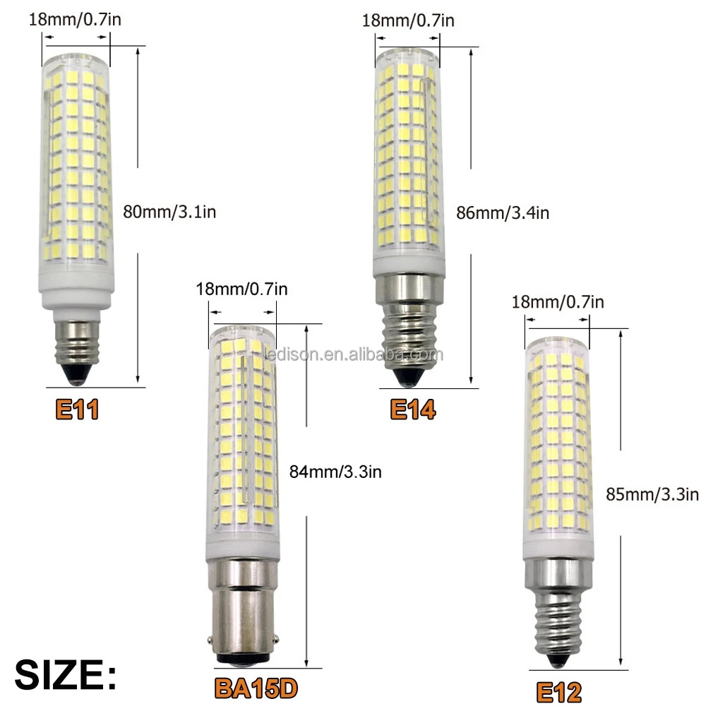 Super Bright E11 E12 E14 BA15D LED Corn Light Source Glass Ceramic Heat Dissipation 136leds AC 110V 220V Replace Home Lights