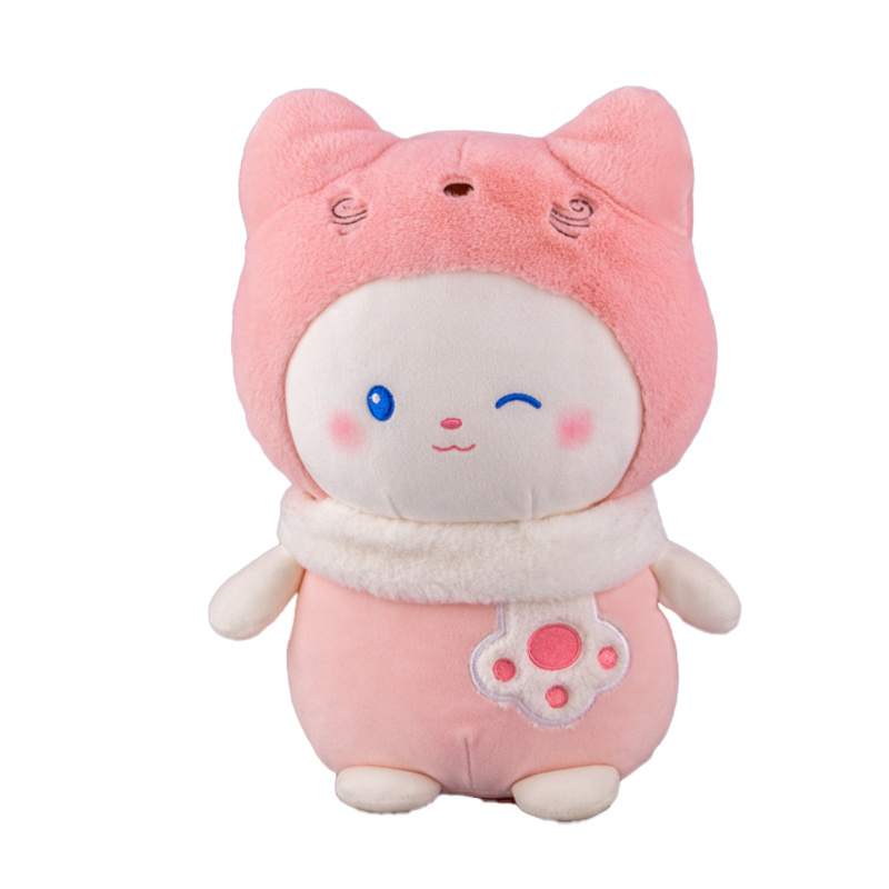 Ledi best seller plush toy 12 inches Pink Bunny Rabbit wearing cat coat big stuffed toy brinquedo soft toy oem