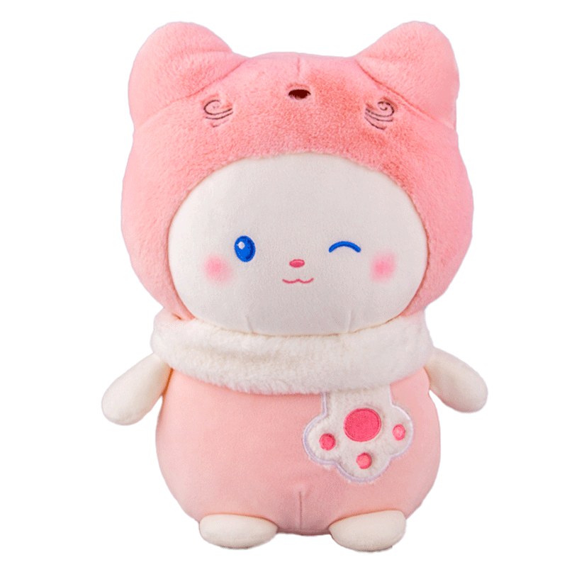 Ledi best seller plush toy 12 inches Pink Bunny Rabbit wearing cat coat big stuffed toy brinquedo soft toy oem