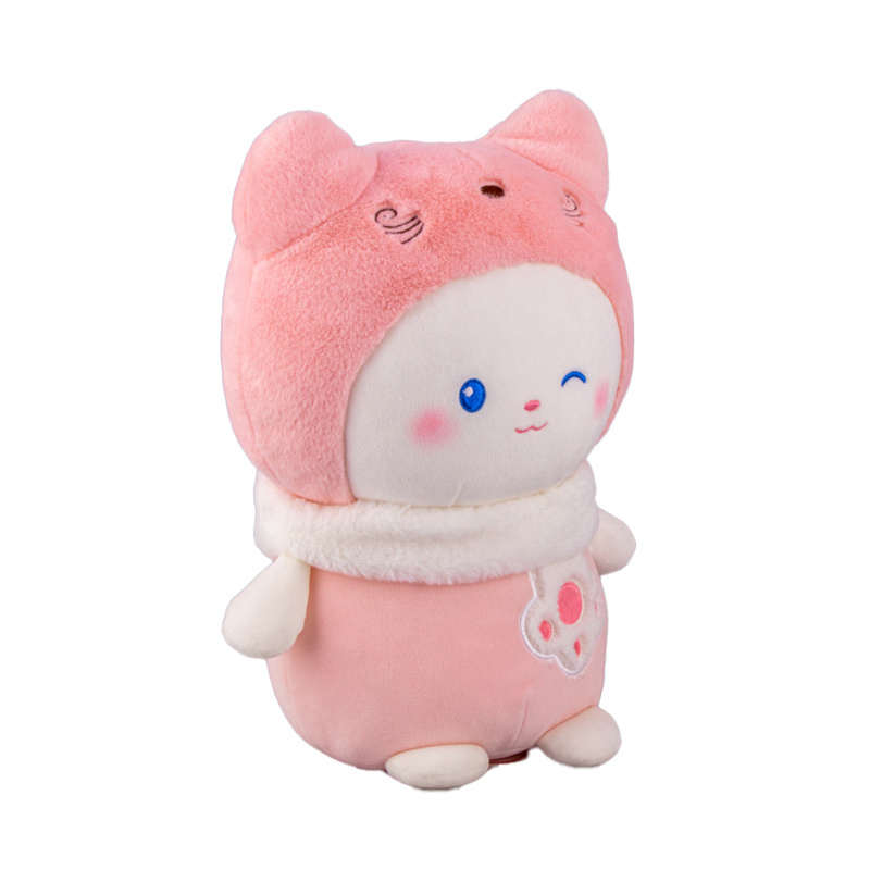 Ledi best seller plush toy 12 inches Pink Bunny Rabbit wearing cat coat big stuffed toy brinquedo soft toy oem