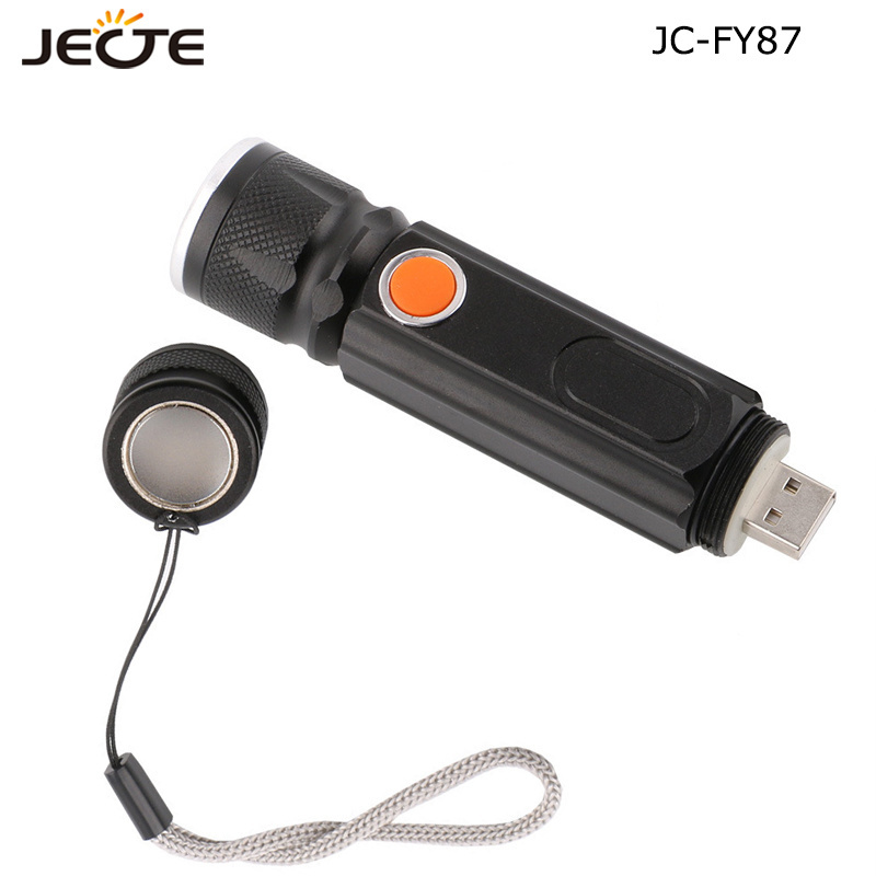 Newest T6+Cob Led Flashlight Magnet Telescopic Focus Mini Hand Torch Usb Flashlights