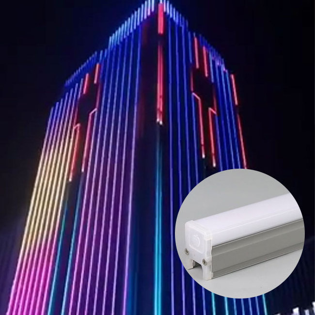 24v 12w Building decoration  DMX Led outdoor facade linear strip lighting 3in1 RGB led tube line light