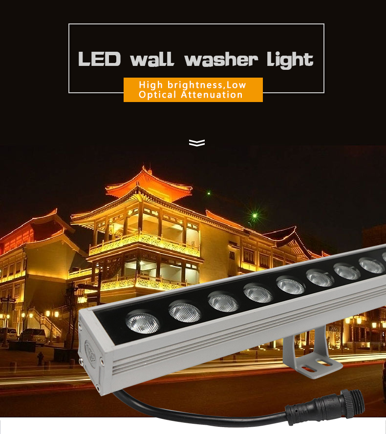 Bridge Building Lighting Outdoor 24V RGB DMX512 led Wall Washer Aluminum Led Linear Light bar