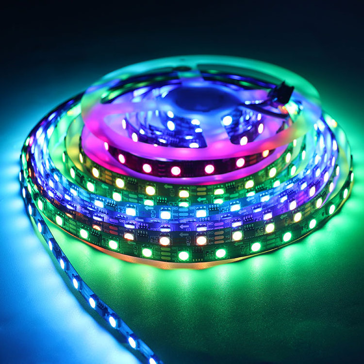 Ip20 Indoor 5M Black Pcb Digital Pixel Dream Color Ic Addressable Smd 5050 60Leds Ws2811 Dc12V Rgb Flexible Led Strip Light