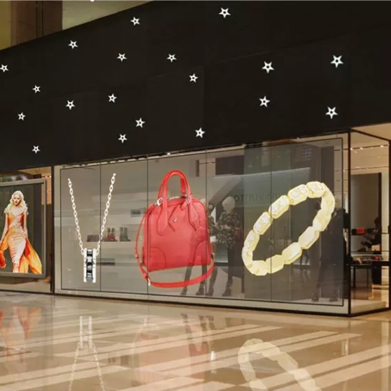 High Brightness Transparent LED Screen Display Glass Cabinet Window  P3.91- P7.8 for Mall Advertising