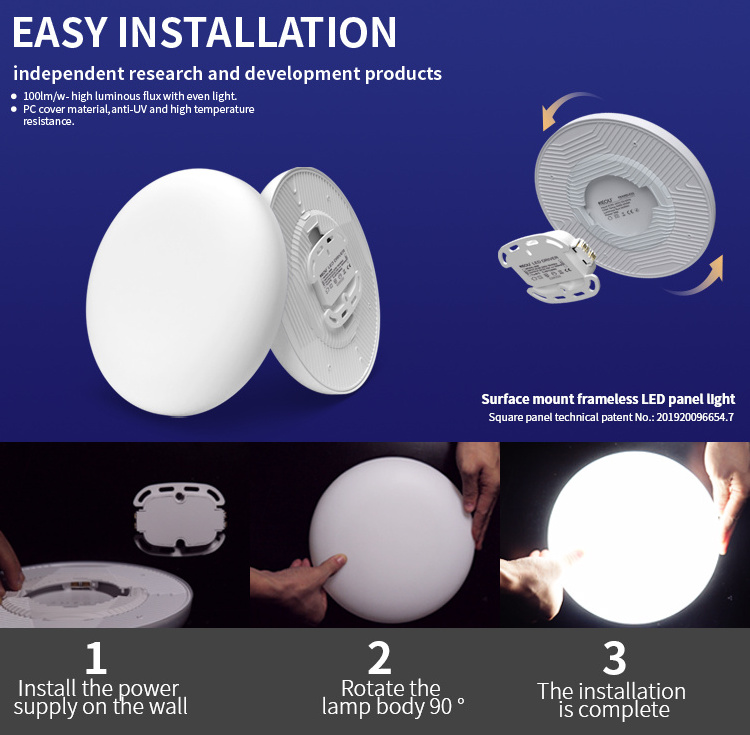 KEOU 3rgb 9 inch 7 inch dimmable 36W 24w round led panel light for home