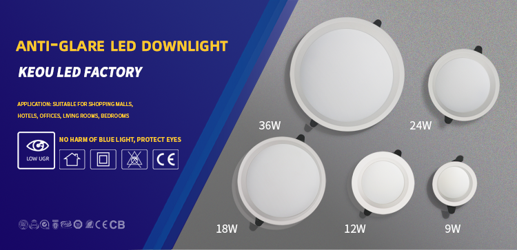 KEOU Led down lights kitchen ceiling lighting fixture anti-glare hidden downlight