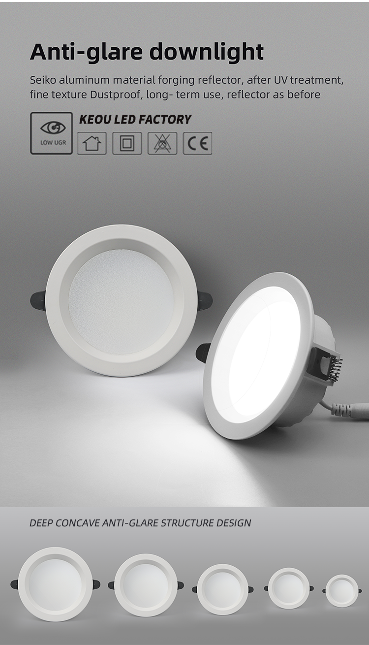 KEOU Led down lights kitchen ceiling lighting fixture anti-glare hidden downlight