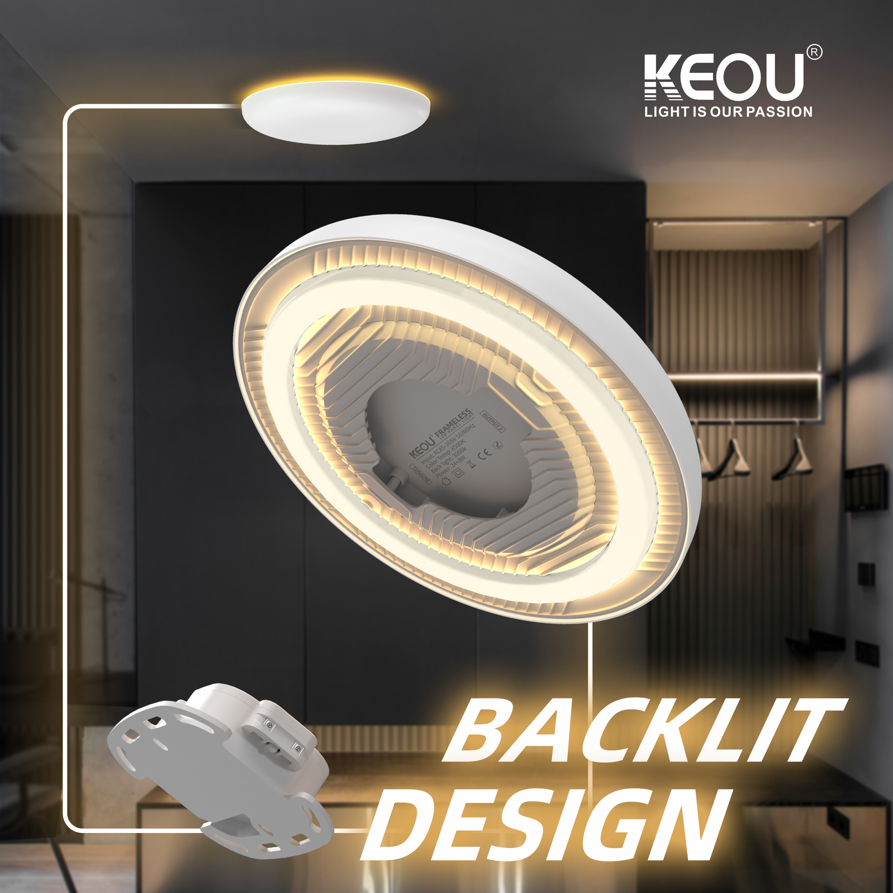 KEOU New Design Patent Product Backlit Atmosphere Light Night Light Super Bright Panel Light