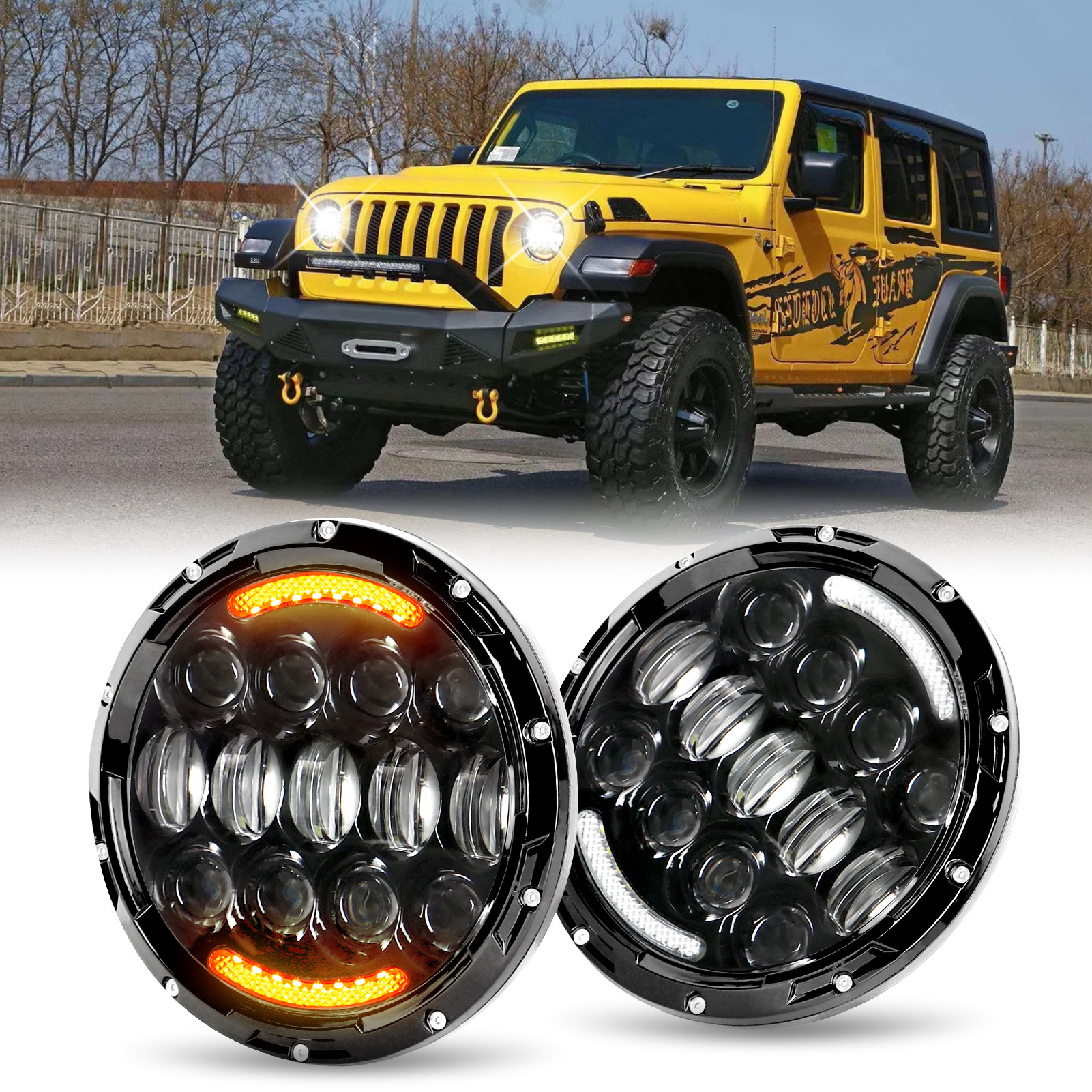 85W Round Auto LED Headlamps with rgb car interior led light hid headlight kit 200 watt ac110 230v led light strip