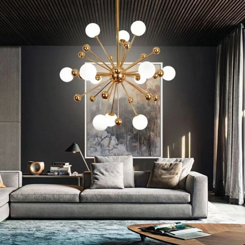 Light Luxury Living Room Creative Round Led Crystal Chandeliers Glass Pendant Light For Villa Restaurant