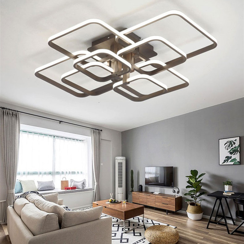 Modern LED Ceiling Light Fixture With Remote Control Dimmable Square Acrylic Flush Mount Ceiling Lights For Dining Room Bedroom