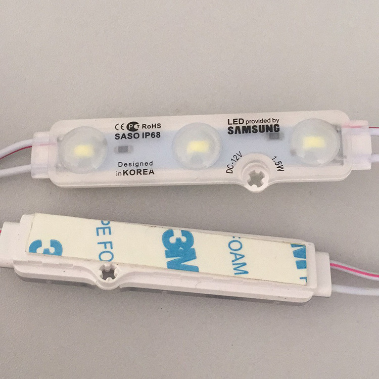 High Brightness 12V 3 leds module 1.5W Ultrasonic Injection led modules with lens SMD 5730 led module light