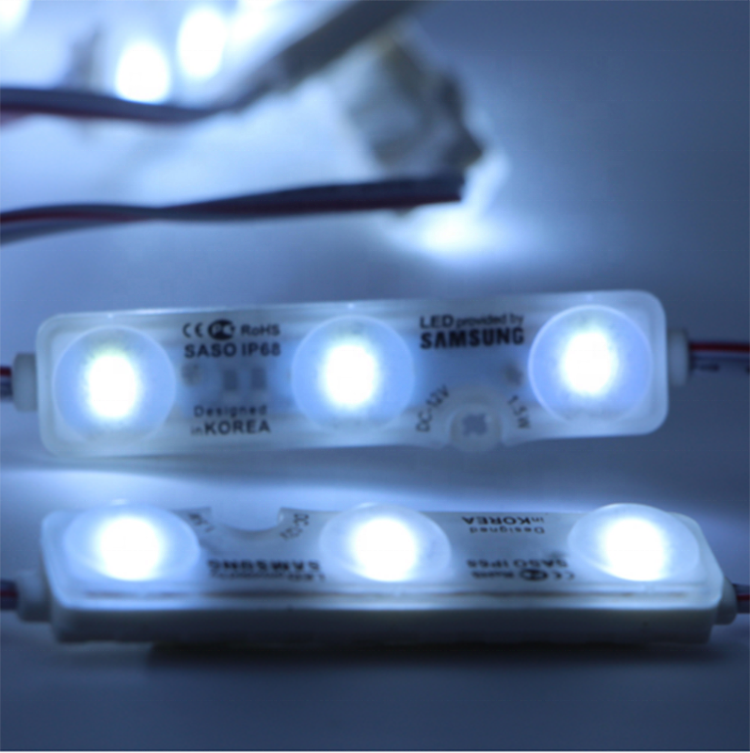 High Brightness 12V 3 leds module 1.5W Ultrasonic Injection led modules with lens SMD 5730 led module light