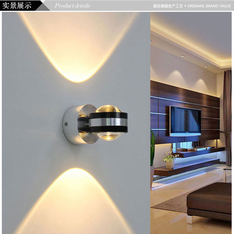 modern crystal wall sconce up and down led wall light fixture indoor round surface mount led lights home decorations for bedroom