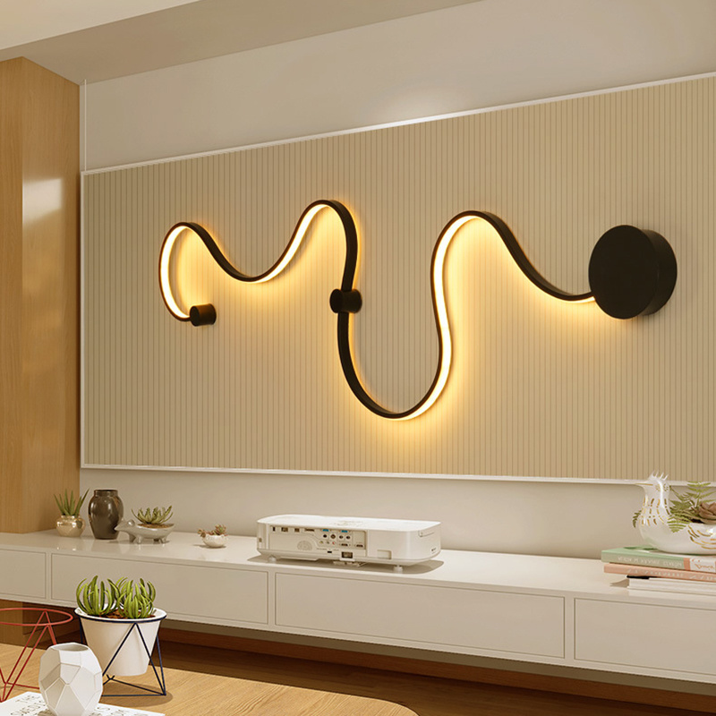 Modern Creative Acrylic Curve Wall Light Nordic Led Snake Wall Sconce Snake LED Wall Lamp For Home Hotel Decors Lighting Fixture