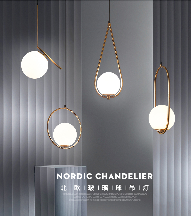 Nordic Glass Ball Pendant Lights Modern LED Hanging Lamp for Living Room Brass/Black/Chrome Pendant Lamp