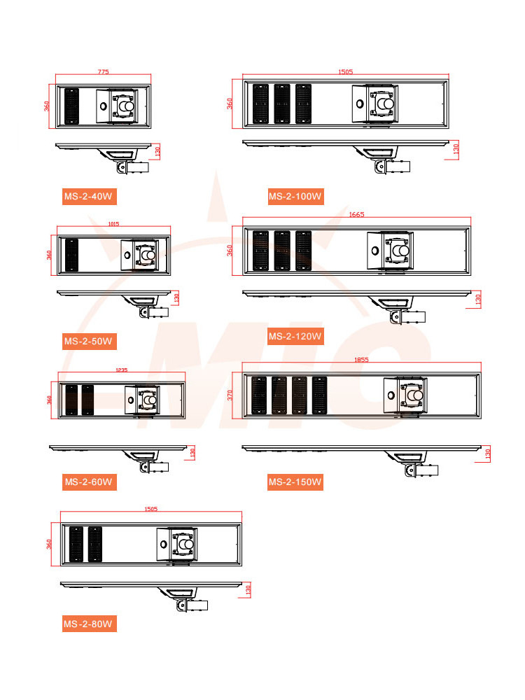 MIC 40W 50W 60W 80W 100W 120W 150W multi-scenario application outdoor waterproof solar street light