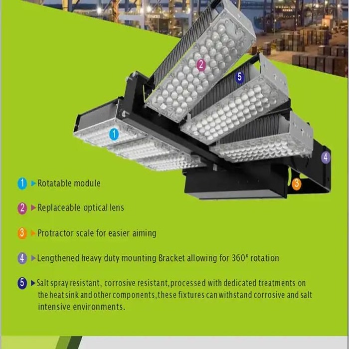 6 Years Warranty Aluminum Body High Power Football Flood light 720W Outdoor Waterproof IP66 Stadium LED high mast light