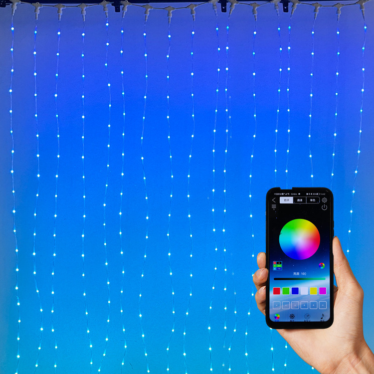 Multi-functional App Control Commercial Decoration Led Smart Rgb Led Curtain Lights Outdoor Wall Christmas Decoration