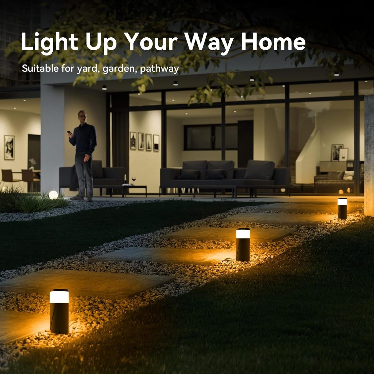 Pathway Lights Outdoor, RGBCW 24V Landscape Lighting, Smart APP and Alexa Control, Walkway Lights for Garden, Yard, Patiio