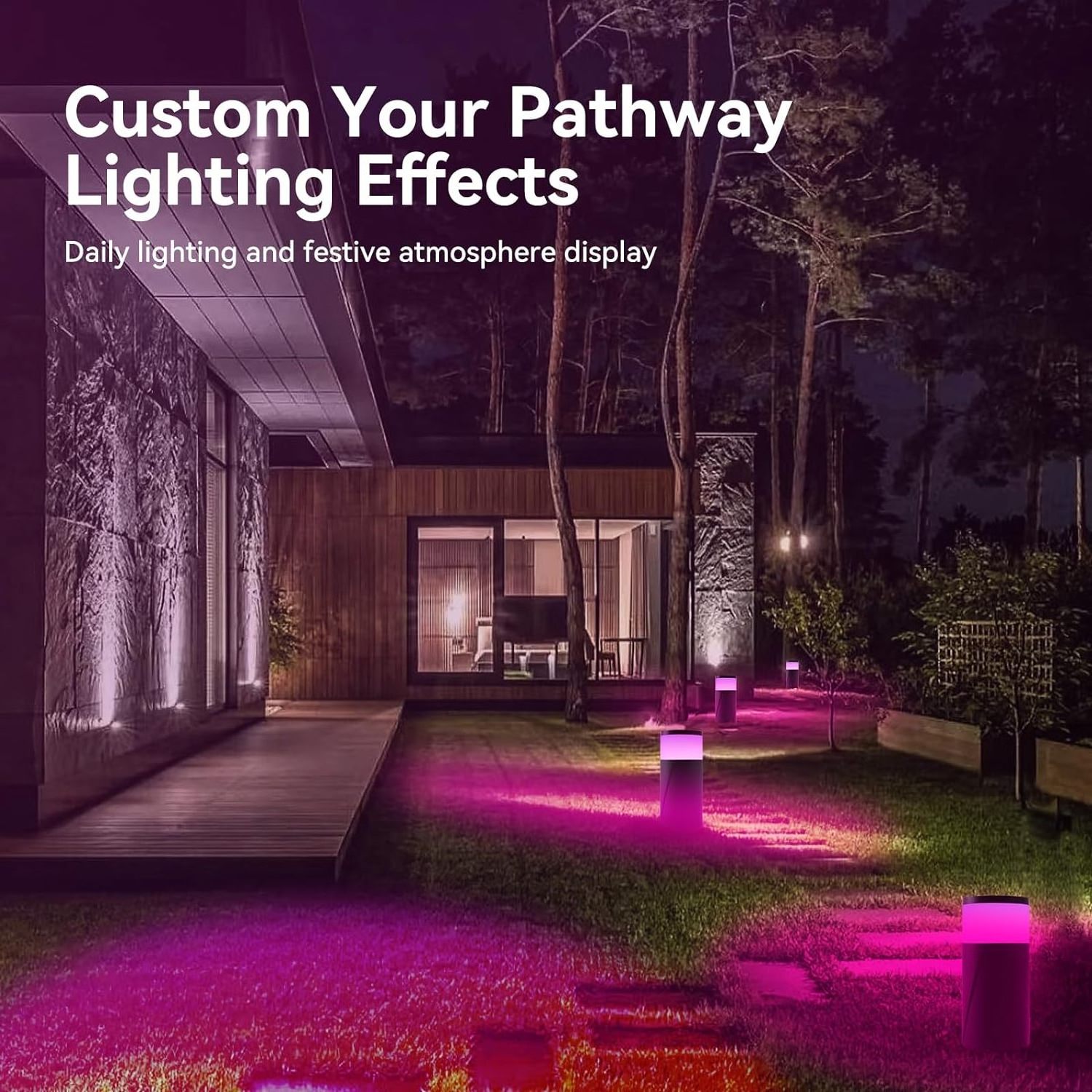 Pathway Lights Outdoor, RGBCW 24V Landscape Lighting, Smart APP and Alexa Control, Walkway Lights for Garden, Yard, Patiio