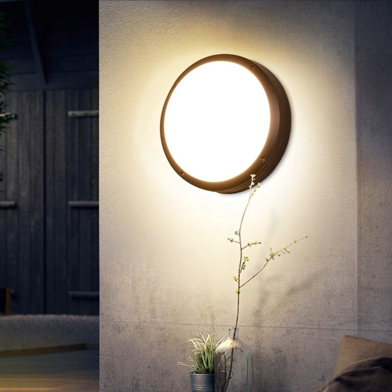 Modern simple E27 exterior wall light Outdoor villa corridor courtyard damp proof light round ceiling light