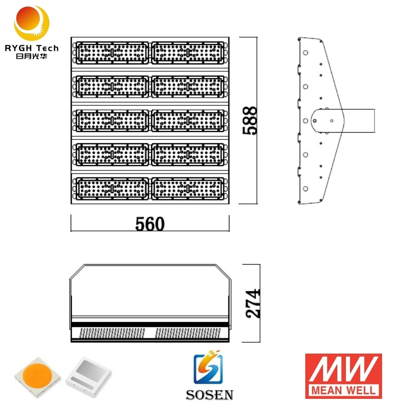 500w 65000lm 30 60 90 degree IP65 IK08 warehouse emergency battery pack motion sensor led linear high bay light