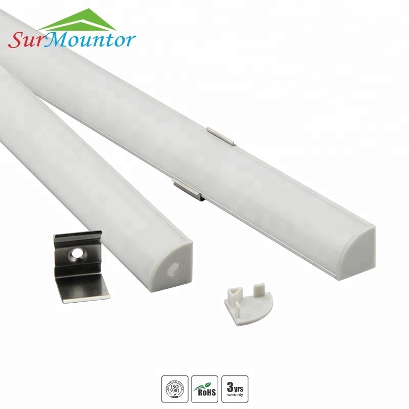 hot sale 3m 45 degree angle extrusion corner with connector triangle aluminum LED profile for led strip bar light