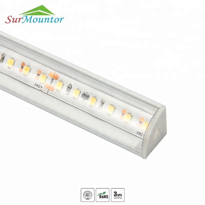 hot sale 3m 45 degree angle extrusion corner with connector triangle aluminum LED profile for led strip bar light