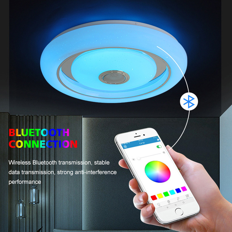 Modern Decorative Lamp Intelligent Wireless Control Rgb For Home Decor Smart Led Ceiling Lights With Speaker